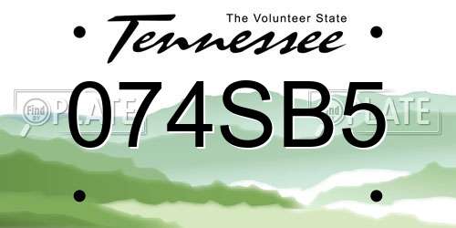 074SB5 Tennessee License Plate