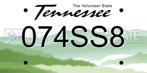 074SS8 Tennessee License Plate