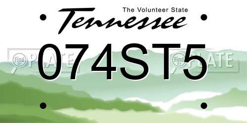 074ST5 Tennessee License Plate