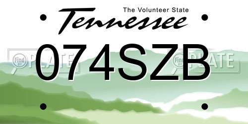 074SZB Tennessee License Plate
