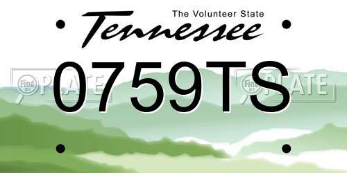 0759TS Tennessee License Plate
