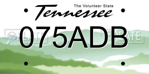 075ADB Tennessee License Plate