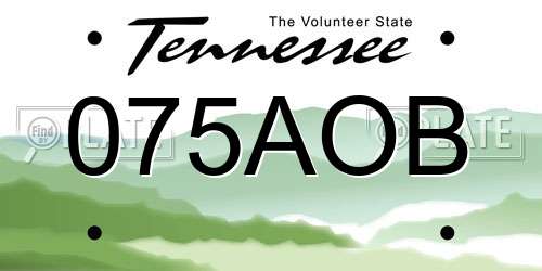075AOB Tennessee License Plate