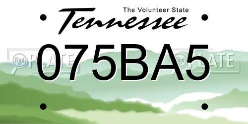 075BA5 Tennessee License Plate