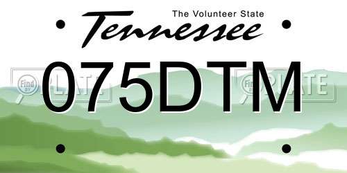 075DTM Tennessee License Plate