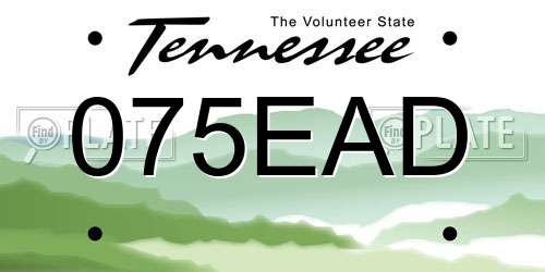 075EAD Tennessee License Plate