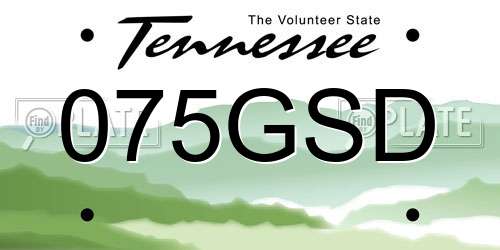 075GSD Tennessee License Plate