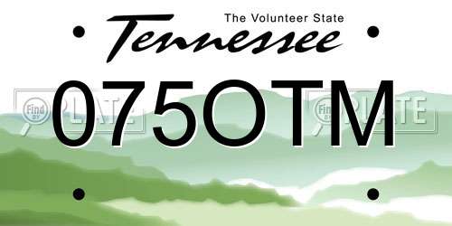 075OTM Tennessee License Plate