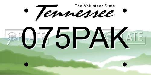 075PAK Tennessee License Plate