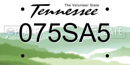 075SA5 Tennessee License Plate