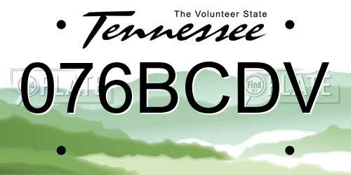 076BCDV Tennessee License Plate