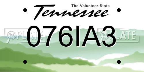 076IA3 Tennessee License Plate