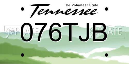 076TJB Tennessee License Plate