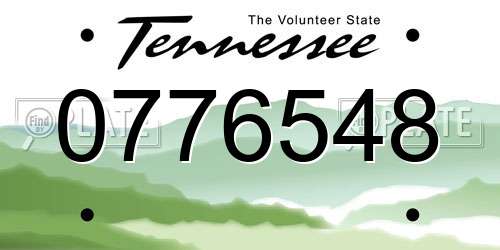 0776548 Tennessee License Plate