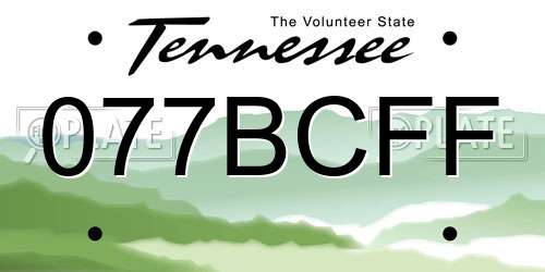 077BCFF Tennessee License Plate
