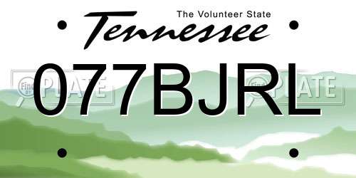 077BJRL Tennessee License Plate