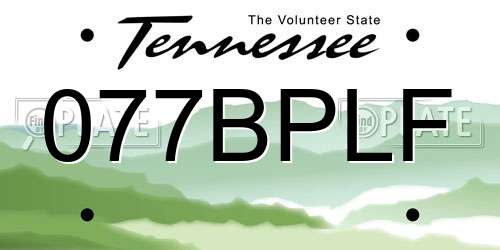077BPLF Tennessee License Plate