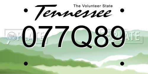 077Q89 Tennessee License Plate