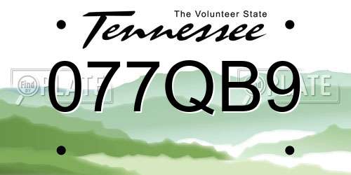 077QB9 Tennessee License Plate