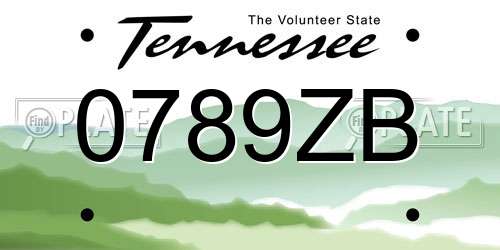 0789ZB Tennessee License Plate