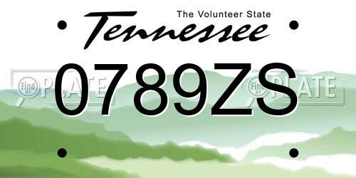 0789ZS Tennessee License Plate