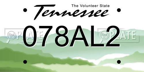078AL2 Tennessee License Plate