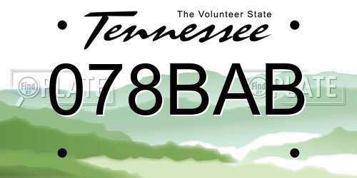 078BAB Tennessee License Plate