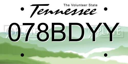 078BDYY Tennessee License Plate