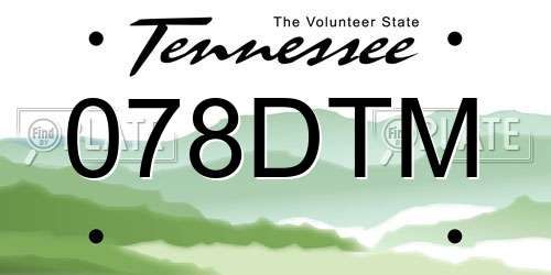 078DTM Tennessee License Plate