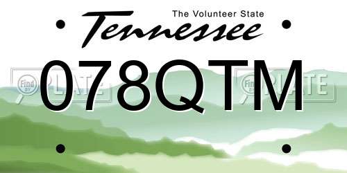 078QTM Tennessee License Plate