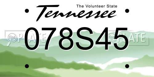 078S45 Tennessee License Plate