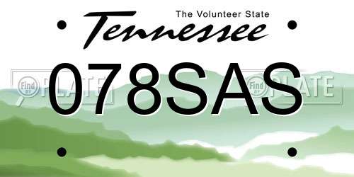 078SAS Tennessee License Plate
