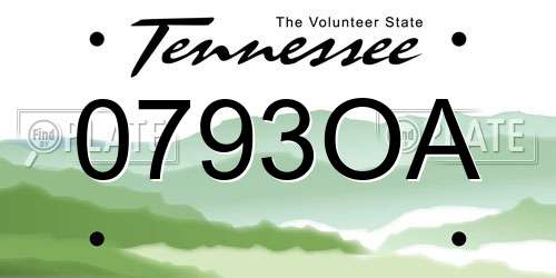 0793OA Tennessee License Plate