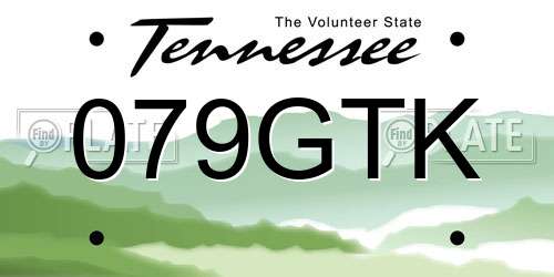 079GTK Tennessee License Plate
