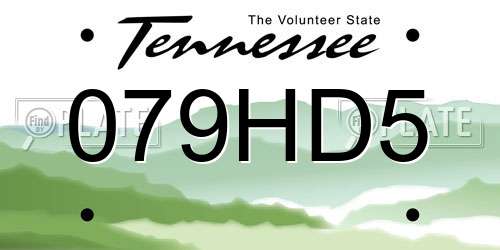 079HD5 Tennessee License Plate
