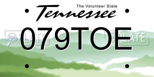 079TOE Tennessee License Plate
