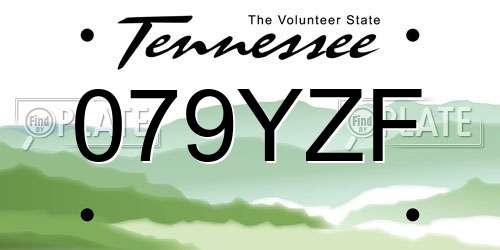 079YZF Tennessee License Plate