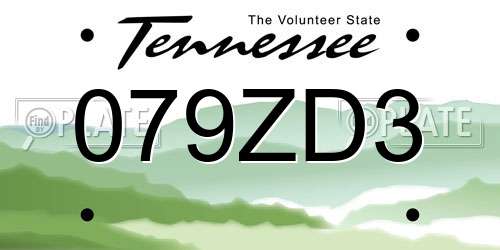 079ZD3 Tennessee License Plate