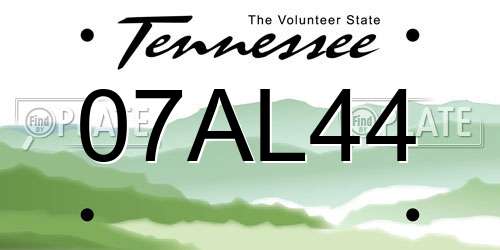 07AL44 Tennessee License Plate