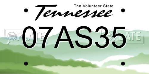 07AS35 Tennessee License Plate