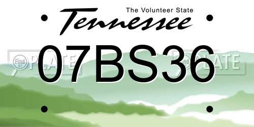 07BS36 Tennessee License Plate