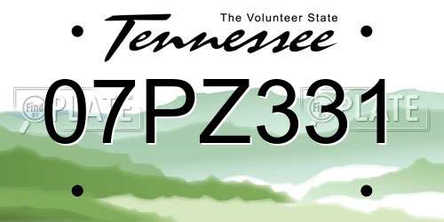 07PZ331 Tennessee License Plate