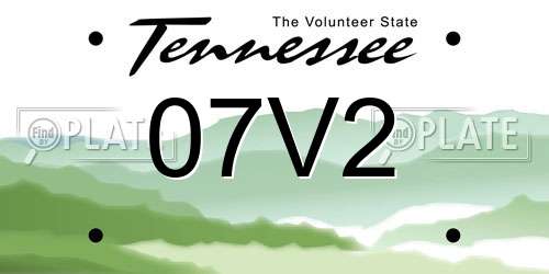 07V2 Tennessee License Plate