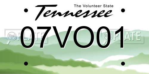 07VO01 Tennessee License Plate