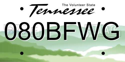 080BFWG Tennessee License Plate