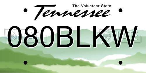 080BLKW Tennessee License Plate