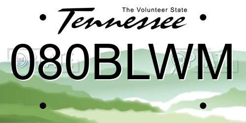 080BLWM Tennessee License Plate