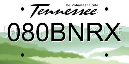 080BNRX Tennessee License Plate