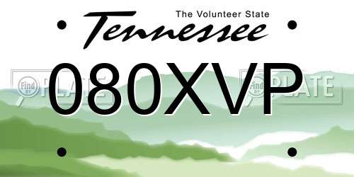 080XVP Tennessee License Plate