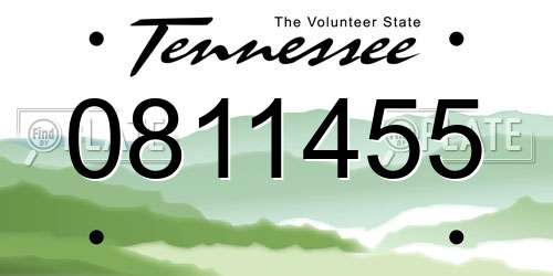 0811455 Tennessee License Plate